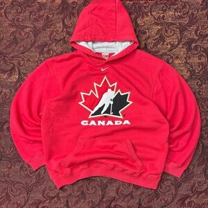 Y2K Nike Centre Swoosh Team Canada Hockey Hoodie